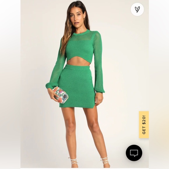 Dresses & Skirts - LULUS Double the Delight Green Knit Two-Piece Mini Sweater Dress Size MEDIUM NWT